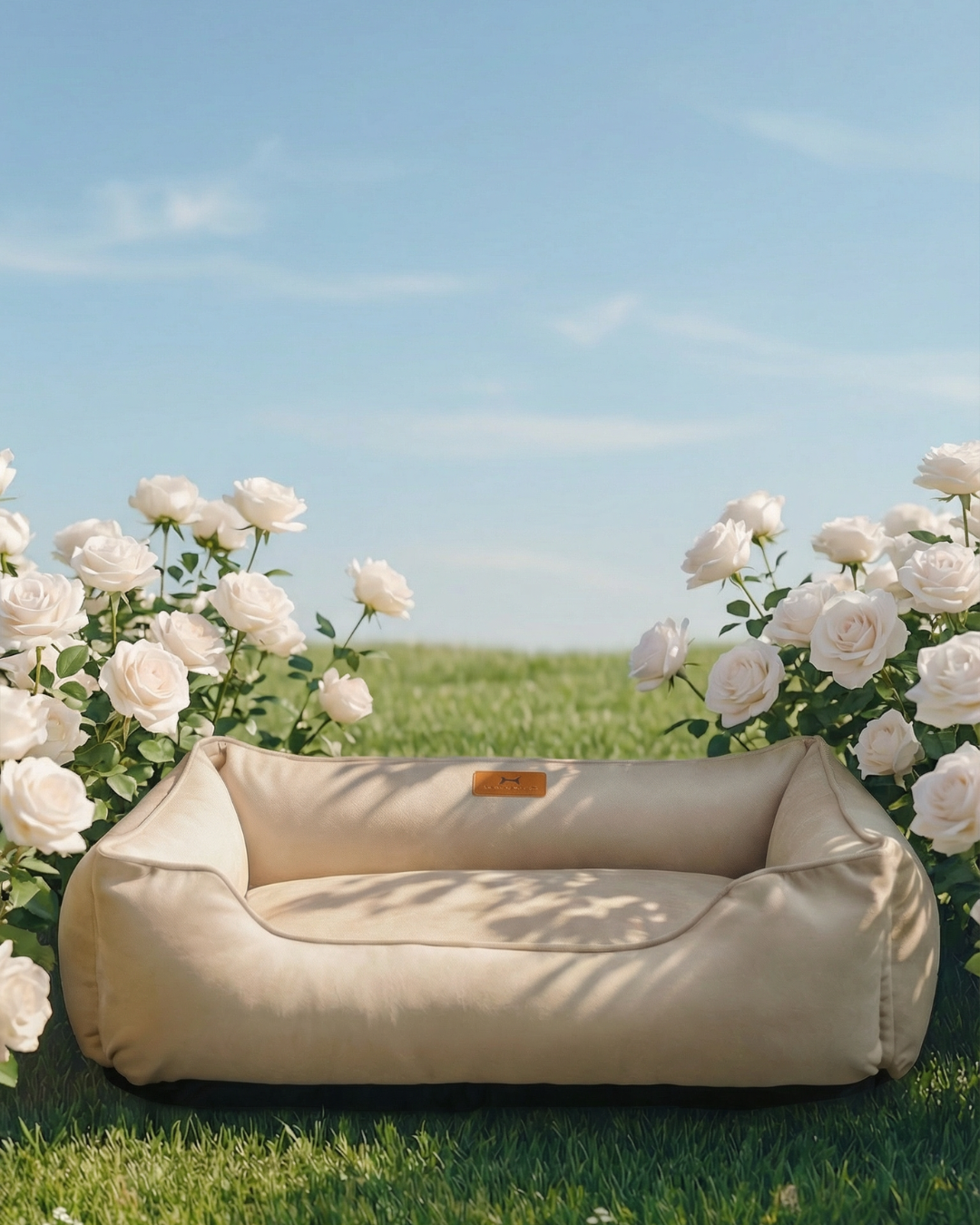 Chester & Lee | Classic Velvet Sleeper Dog Bed Beige