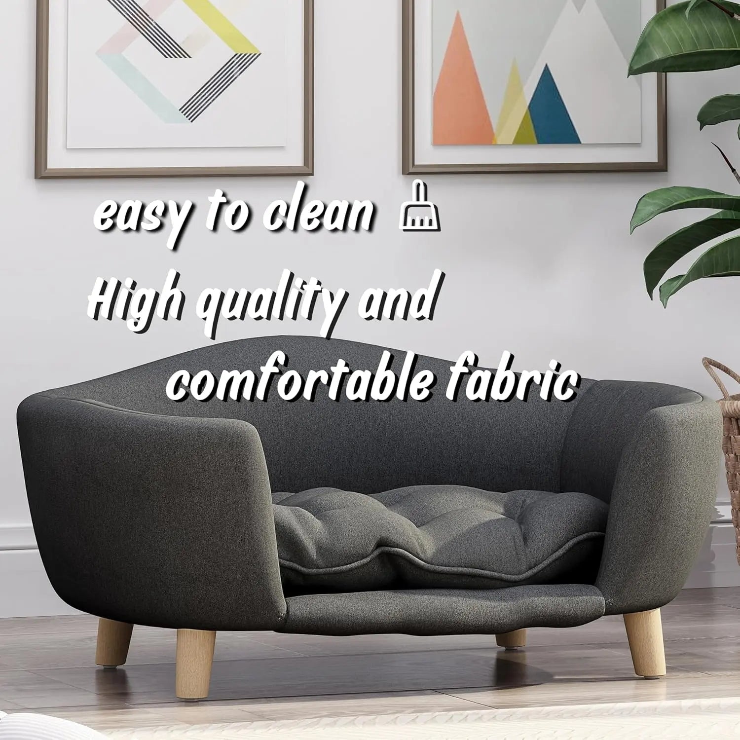 Corduroy Elevated Dog Sofa Bed with Wood Legs | Modern Living Suite