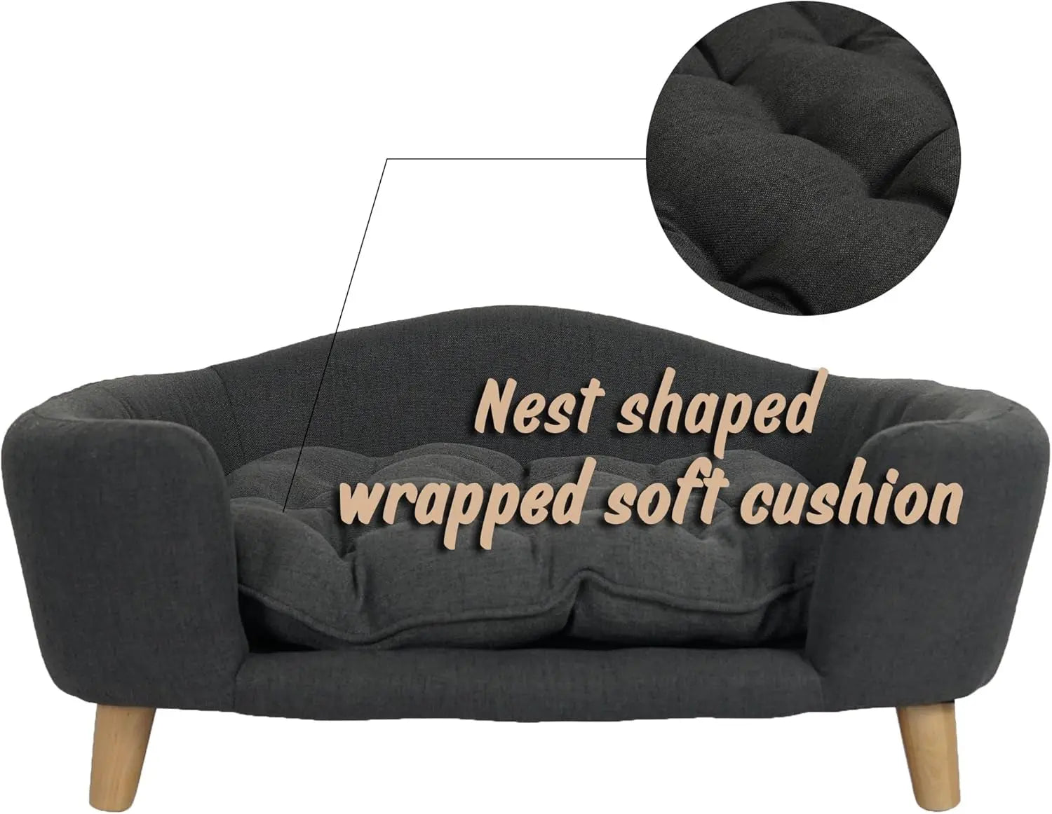 Corduroy Elevated Dog Sofa Bed with Wood Legs | Modern Living Suite