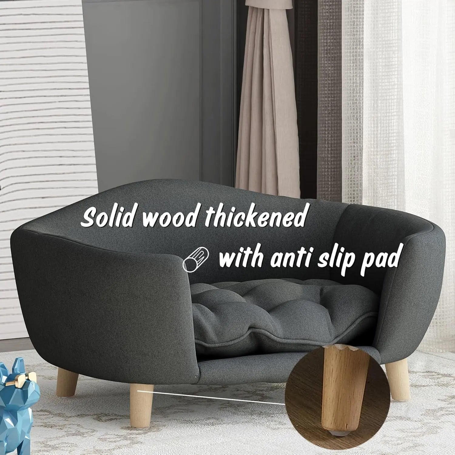 Corduroy Elevated Dog Sofa Bed with Wood Legs | Modern Living Suite