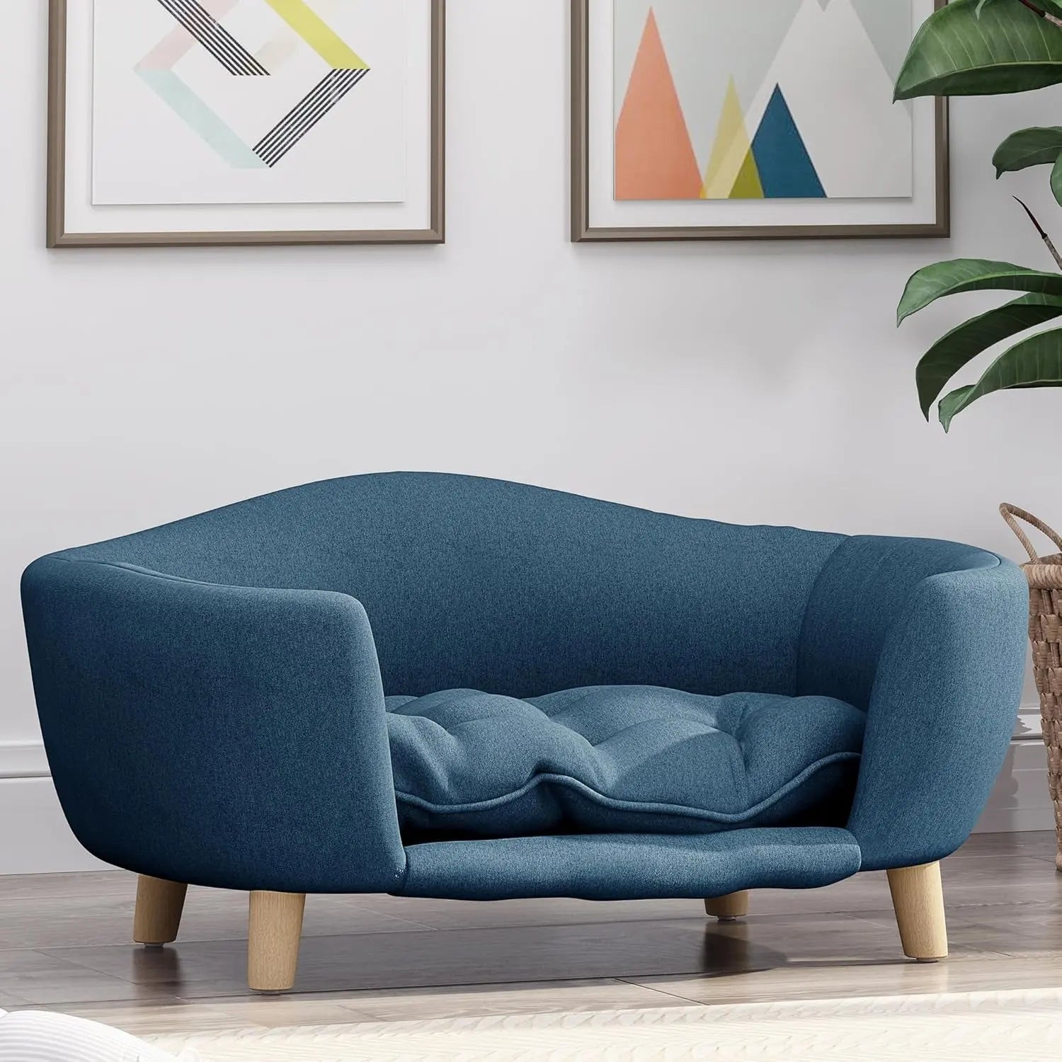 Corduroy Elevated Dog Sofa Bed with Wood Legs | Modern Living Suite